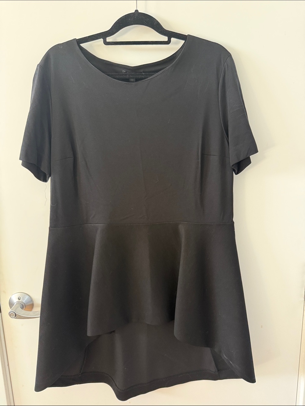 COS Black Short Sleeve Peplum / Hi-Lo Top